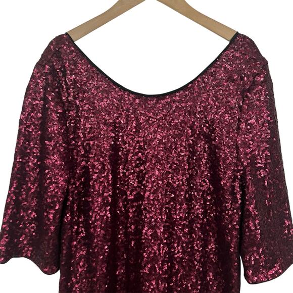 NWT Betsey Johnson Burgundy Ombre Sequin Shift Dress Size 12 - Picture 5 of 10